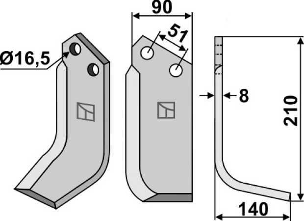 Fräsmesser 210x90mm, rechts